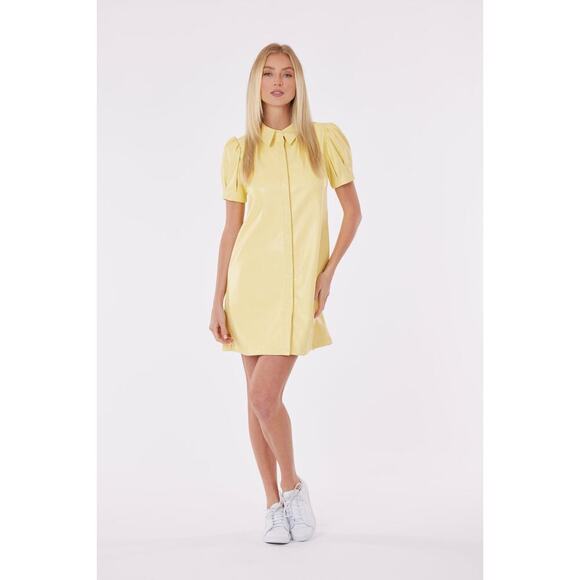 Dolce Cabo Dresses & Skirts - Dolce Cabo Faux Leather Mini Dress with Puff Sleeves